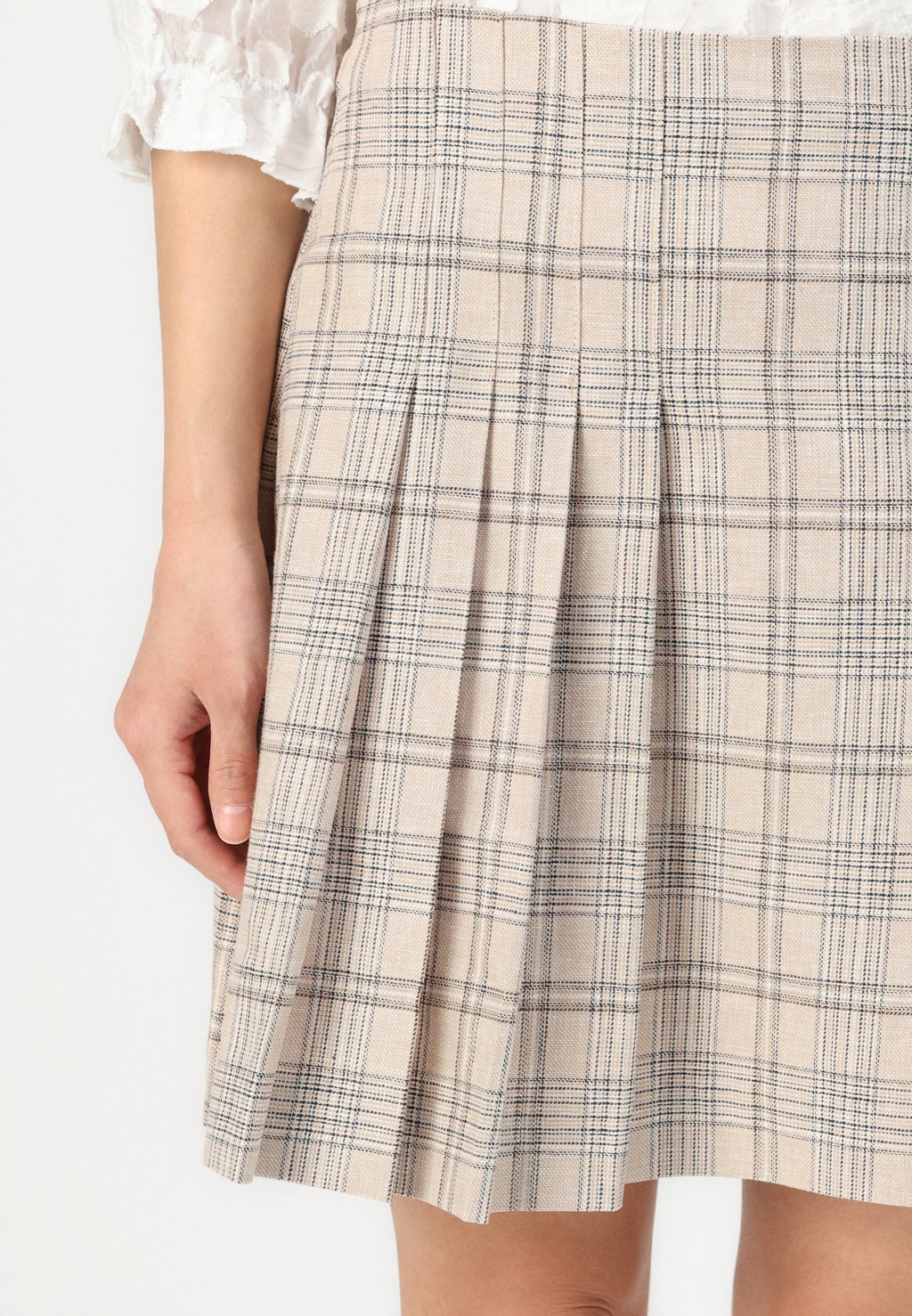 Selected Pleated Linen Blend Checked