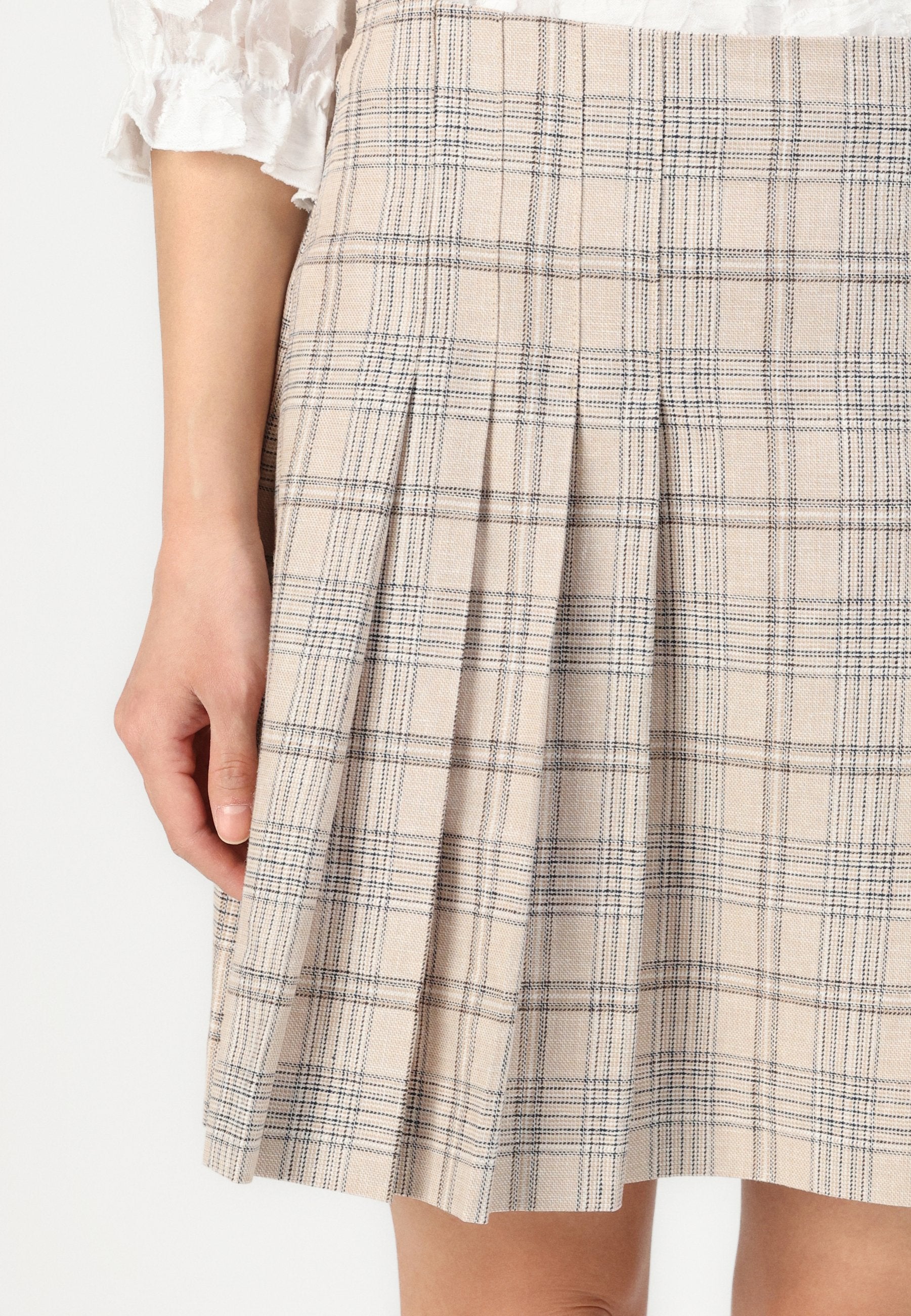 Selected Pleated Linen Blend Checked