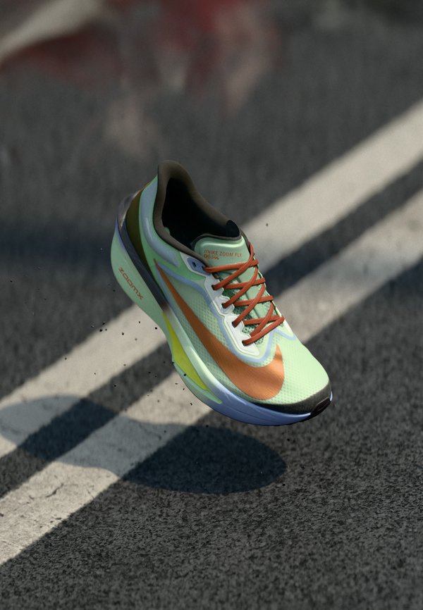 Nike Performance ZOOM FLY 6 PRM - Road running shoes - steam/university red/frosted spruce/purple fade/tar/rugged orange