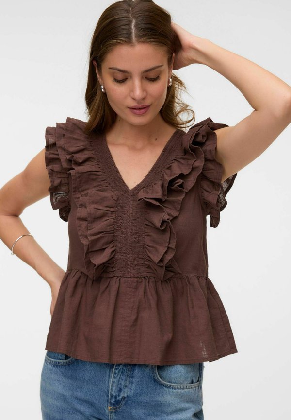 Vero Moda BLOUSE VMMIE TOP - Blouse - chocolate martini