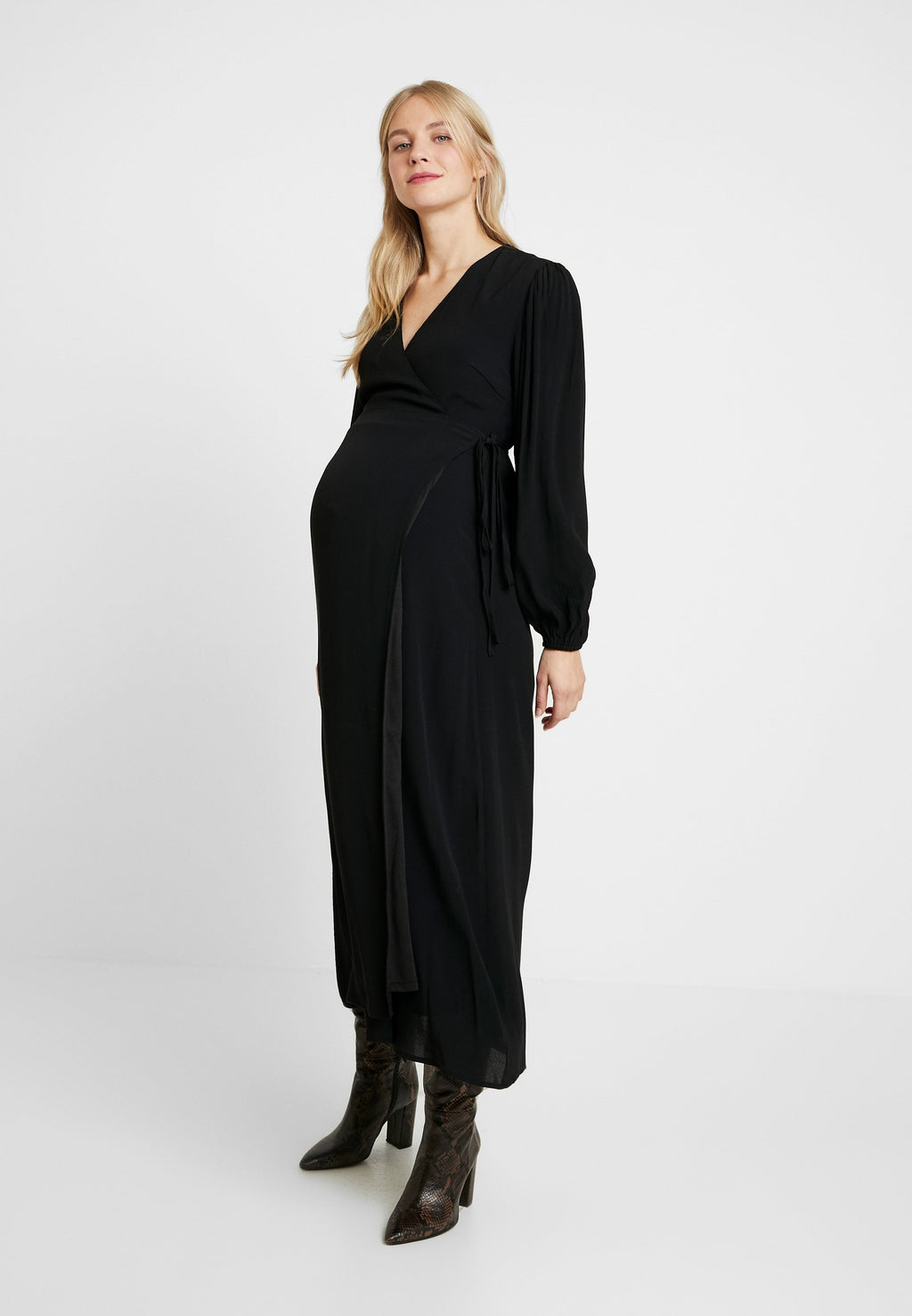 Glamorous Bloom WRAP DRESS WITH LONG SLEEVES  V NECK  TIE DETAIL