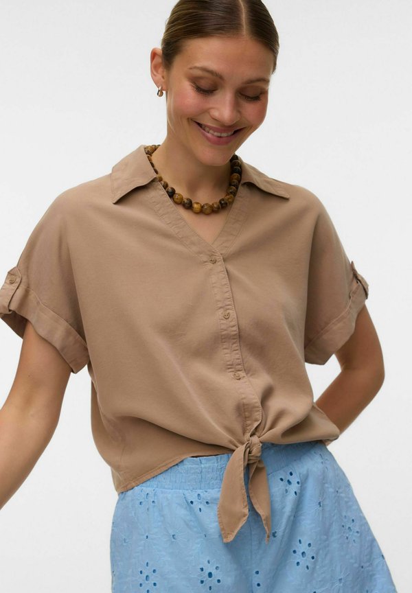 Vero Moda Denim VMFLEUR - Button-down blouse - silver mink