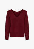 ONLY ONLRENE LS V-NECK REVERSIBEL KNT NOOS - Jumper - cabernet
