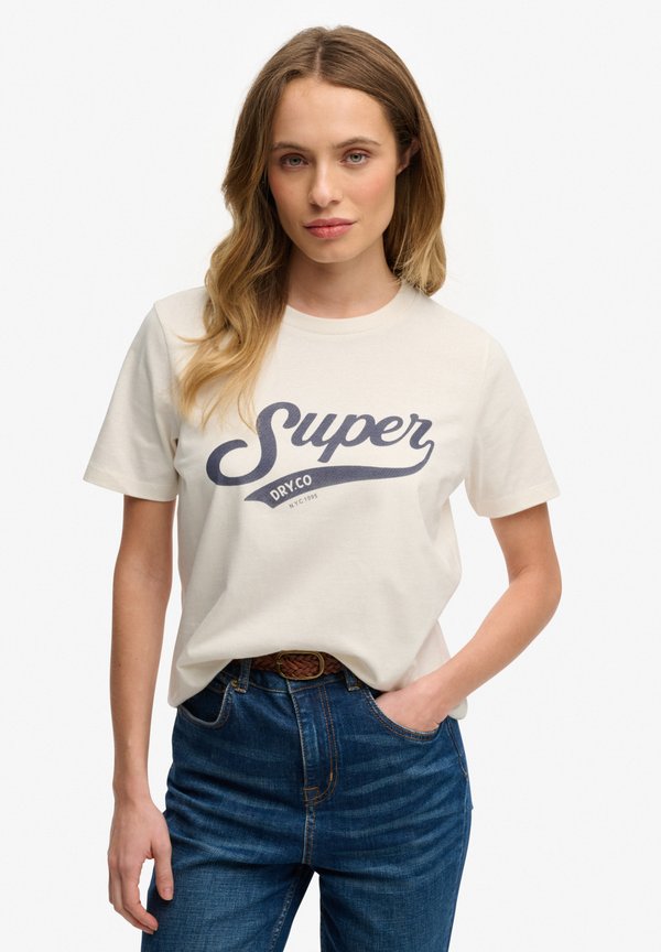 Superdry & Co VARSITY  - Print T-shirt - cream