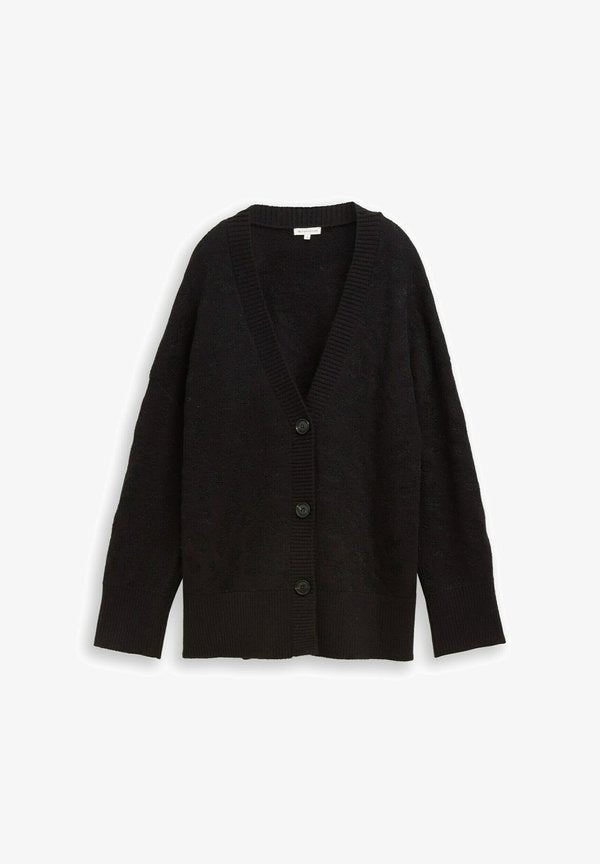 TOM TAILOR PULLOVER MIT GLITZER-EFFEKT - Cardigan - black lurex knit