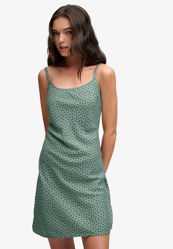 Superdry & Co PRINTED CAMI MINI - Jersey dress - green navy ditsy hearts