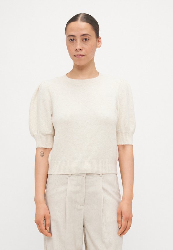 Vero Moda Petite VMDOFFY 2/4 O NECK - Basic T-shirt - birch melange
