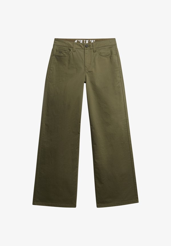 Superdry & Co MID RISE - Wide Leg - dusty olive green
