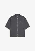 Bershka BOXY EMBROIDERED SHIRT - Shirt - dark grey