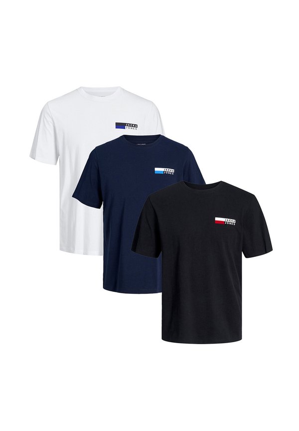 Jack & Jones 3ER PACK CORP - Print T-shirt - weiß blau schwarz