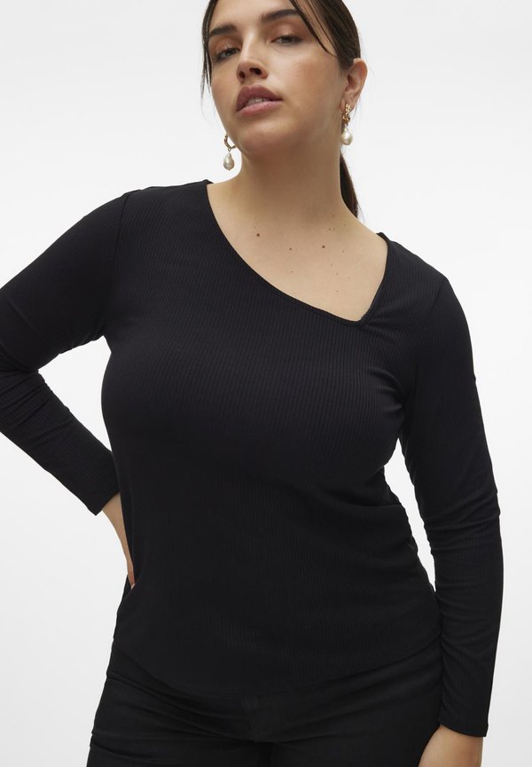 Vero Moda Curve VMCCARINA ASYMMETRIC  - Long sleeved top - black