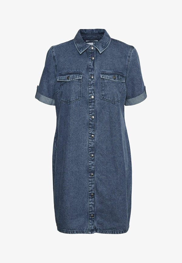 Vero Moda Denim VMJENNIE Short - Denim dress - medium blue denim