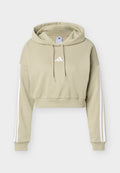 adidas Sportswear ESSENTIALS 3 STRIPES FRENCH TERRY CROPPED - Hoodie - khaki/white