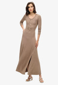 Superdry & Co HENLEY - Maxi dress - fossil brown