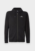 Schwarze Zip-Hoodie mit Fronttaschen, Kordelzugkapuze und O'Neill-Logo auf der linken Brust.