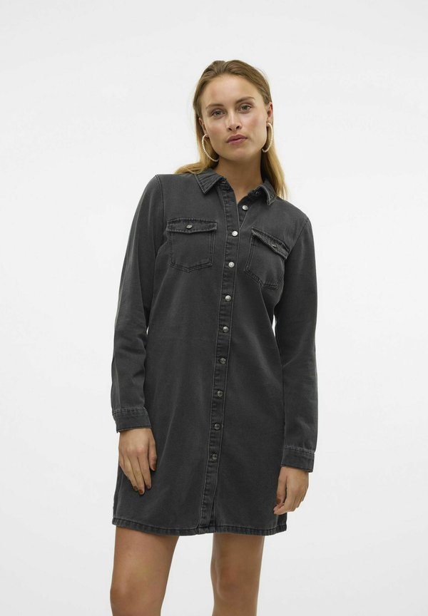 Vero Moda Denim VMJENNIE Short - Shirt dress - black denim