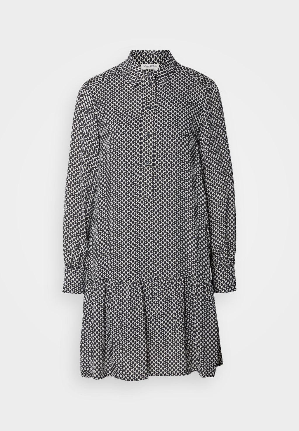 Marc O'Polo DRESS A-SHAPE SHIRT STYLE VOLANT SKIRT LONG SLEEVE KENT COLLAR