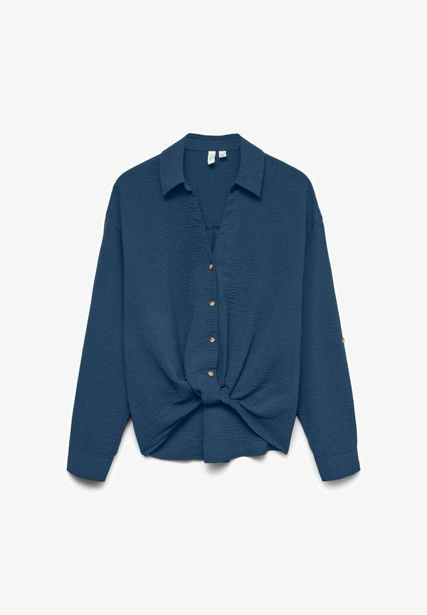 Vero Moda VMIZZY - Button-down blouse - dark denim