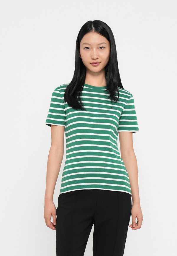 Tommy Hilfiger SLIM FIT - Print T-shirt - nouveau green/ecru