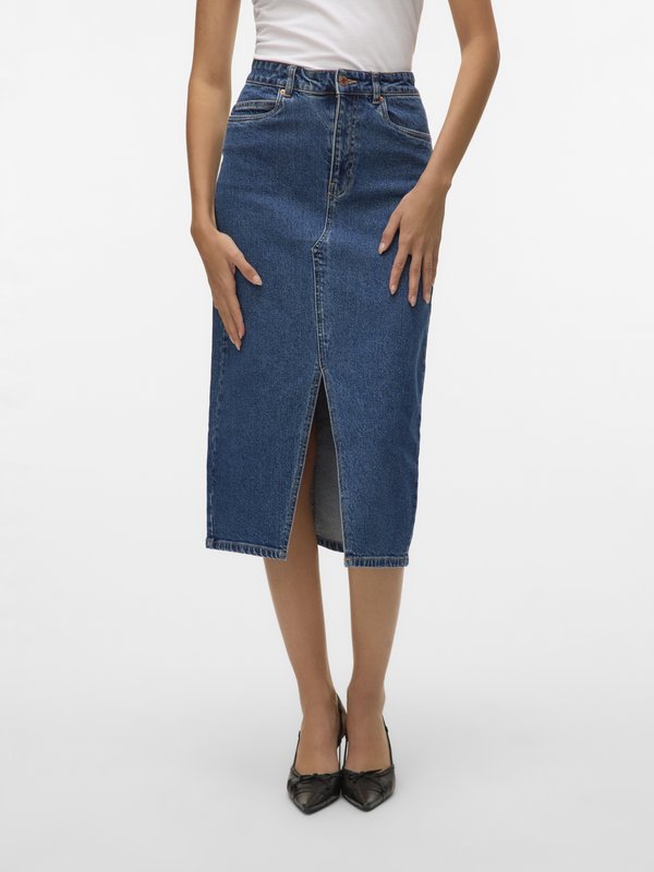 Vero Moda Denim VMVERI High waist Long - Pencil skirt - medium blue denim