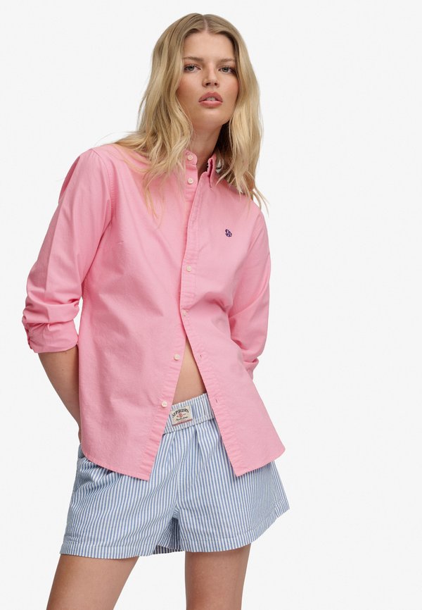 Superdry & Co OXFORD LONG SLEEVE - Button-down blouse - punch pink