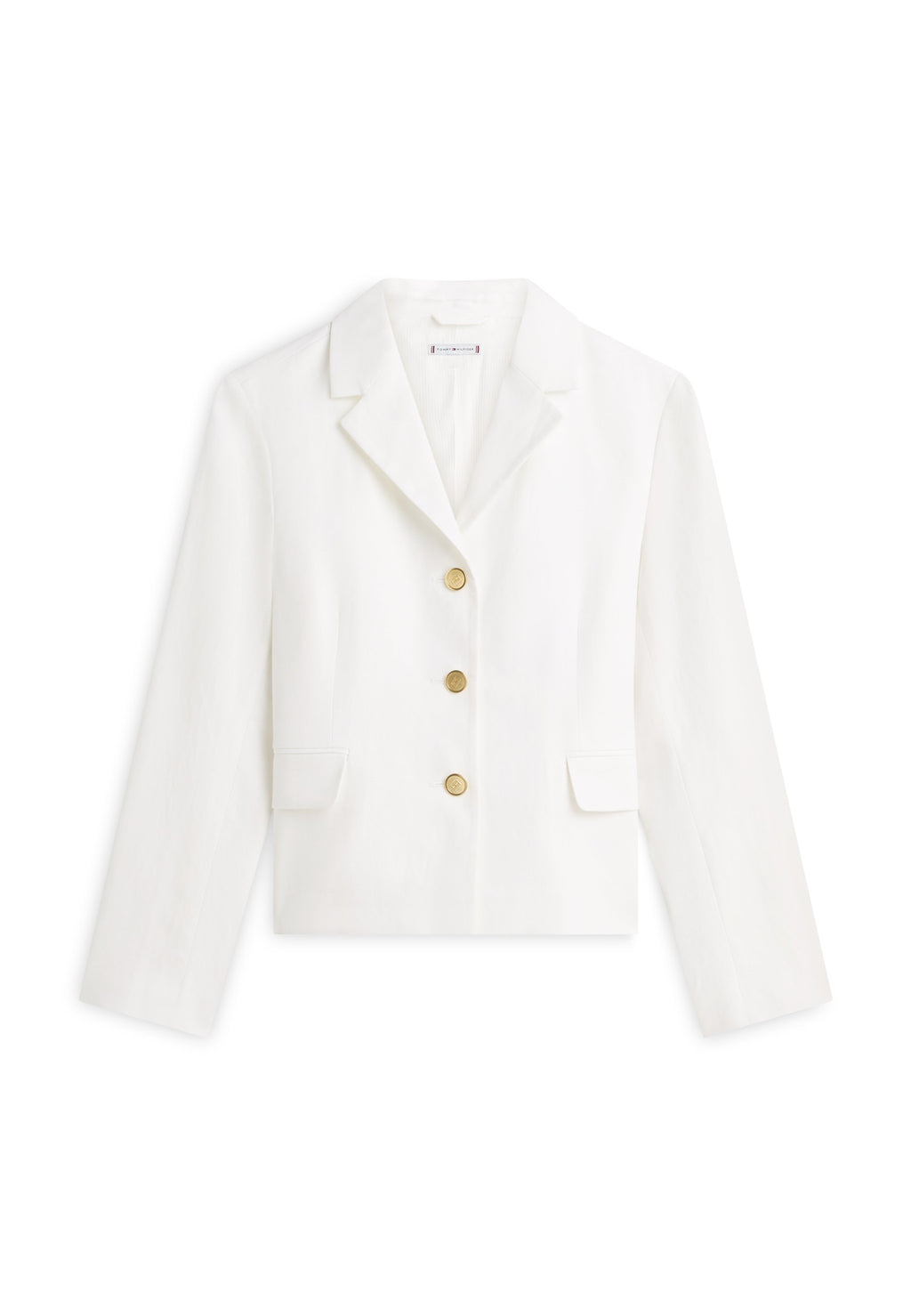 SLIM FIT GOLD-TONE BUTTON LINEN BLEND BLAZER Media 1