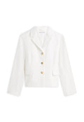 SLIM FIT GOLD-TONE BUTTON LINEN BLEND BLAZER Media 1