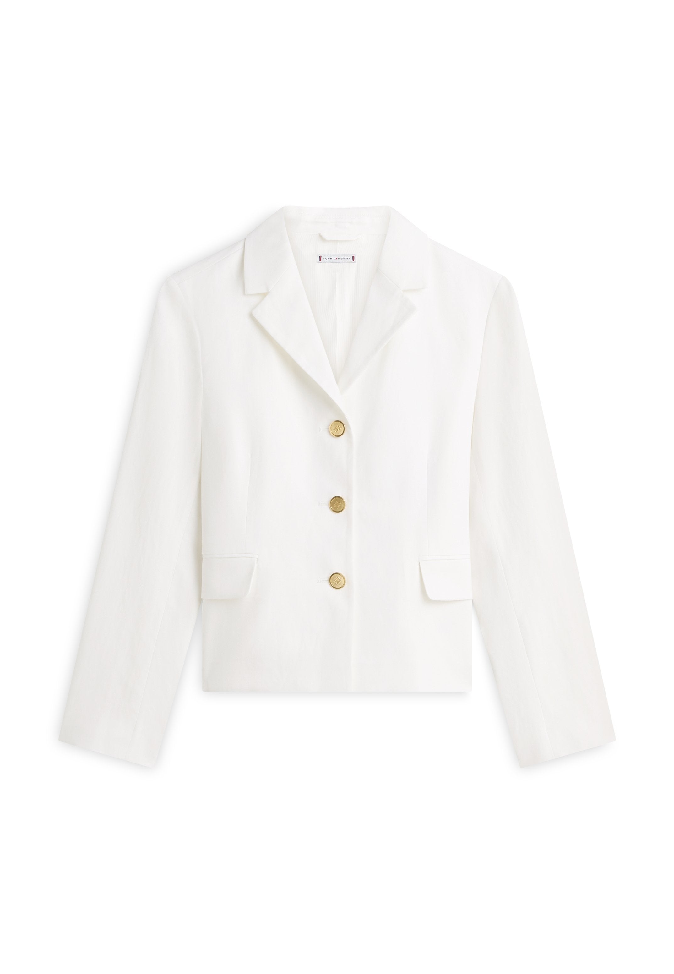 SLIM FIT GOLD-TONE BUTTON LINEN BLEND BLAZER Media 1
