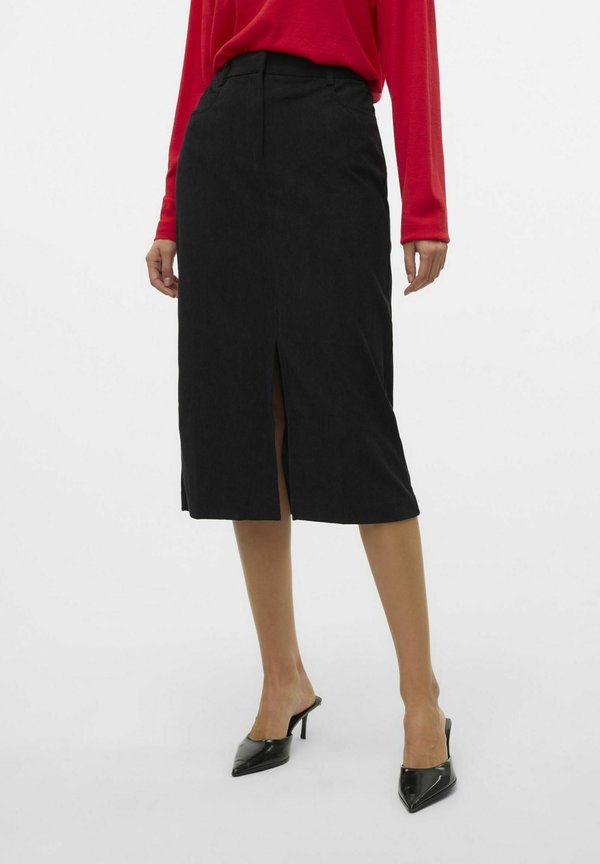 Vero Moda VMVILJA Corduroy High waist Midi - A-line skirt - black