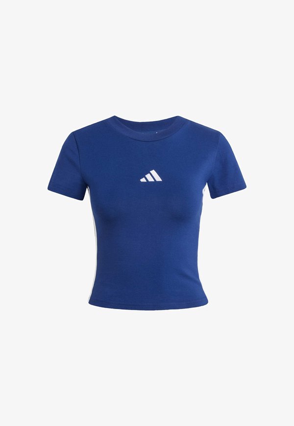 adidas Sportswear ESSENTIALS 3 STRIPES SLIM BABY  - Print T-shirt - dark blue   white