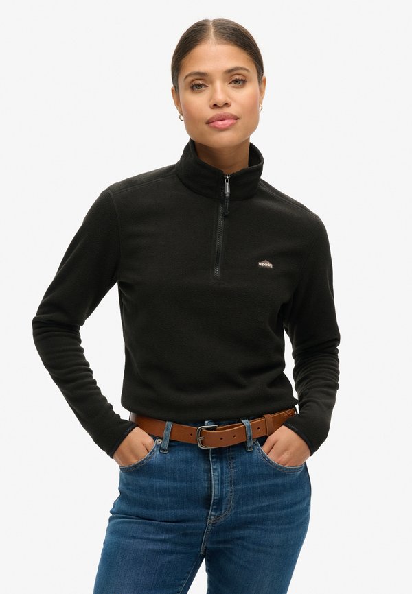 Superdry & Co CROPPED HALF ZIP - Fleece jumper - black