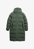 Superdry & Co HOODED LONGLINE PUFFER - Winter coat - laurel khaki