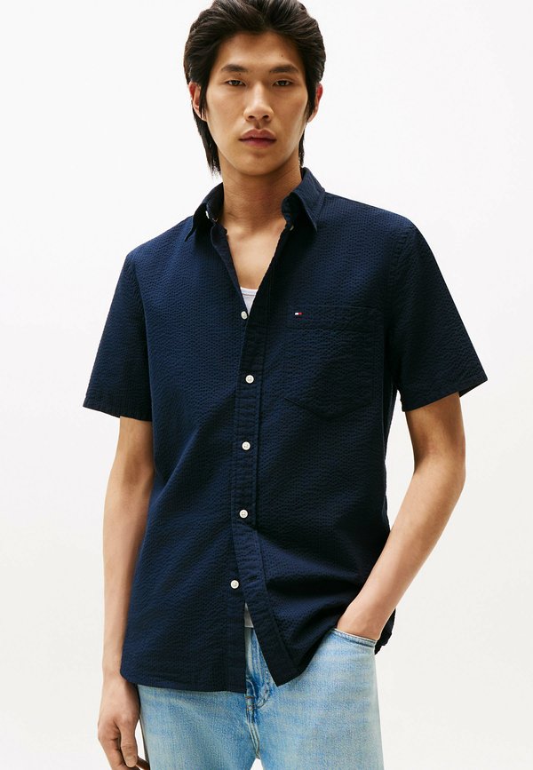 Tommy Hilfiger REGULAR FIT SEERSUCKER SHORT SLEEVE  - Shirt - navy blue