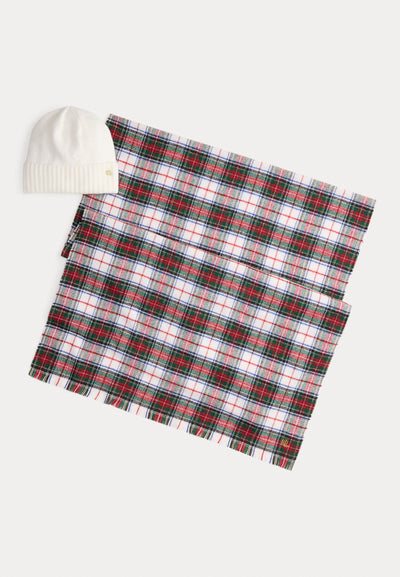 Lauren Ralph Lauren PLAID WRAP SCARF & KNIT BEANIE SET