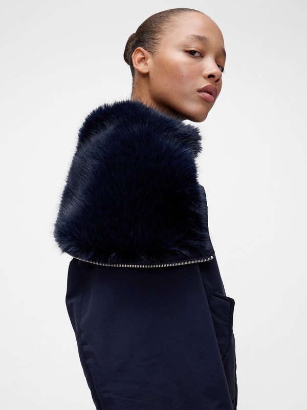 GAP GAPSTUDIO FAUX FUR-LINED CROP BOMBER JACKET