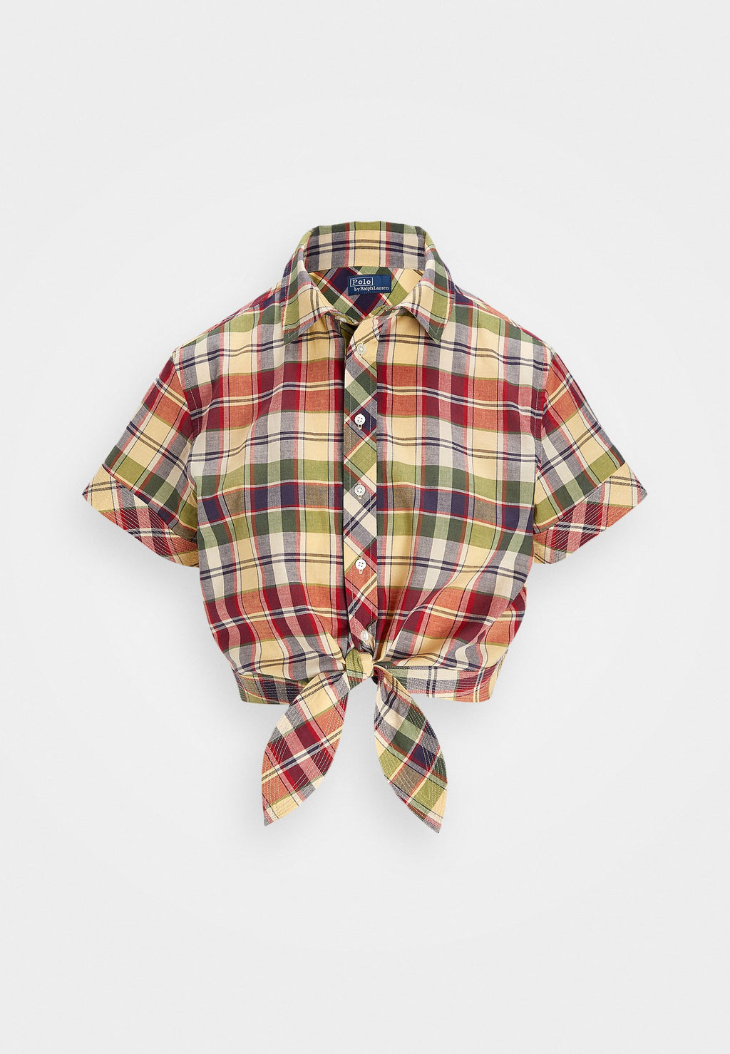 Polo Ralph Lauren CROPPED PLAID COTTON TIE FRONT TOP