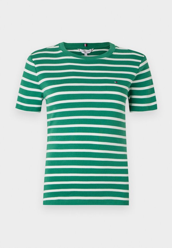 Tommy Hilfiger SLIM FIT - Print T-shirt - nouveau green/ecru