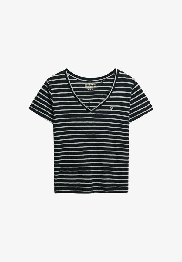 Superdry & Co SUPERDRY STUDIOS SLUB EMBROIDERED T-SHIRT.. - Basic T-shirt - navy optic stripe