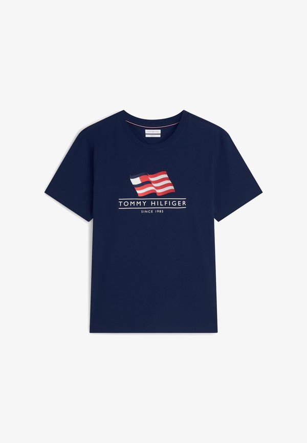 Tommy Hilfiger MAIN FLAG REGULAR TEE - AMERICANA CAPSULE - Print T-shirt - carbon navy