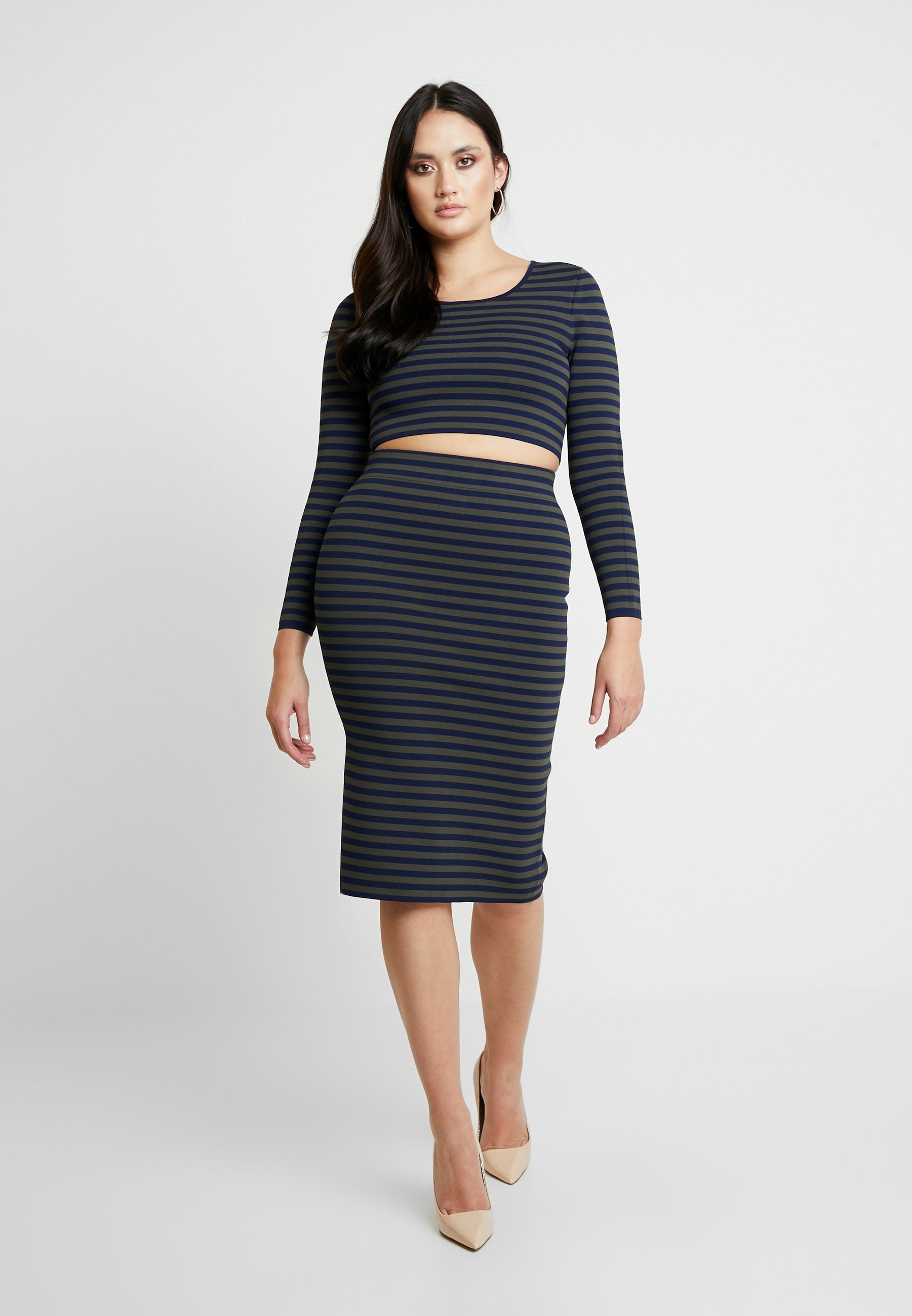 Good American LONG SLEEVE STRIPE CROP
