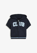 Bershka SHORT-SLEEVED HOODED ZIP-UP SWEATSHIRT - Zip-up sweatshirt - royal blue
