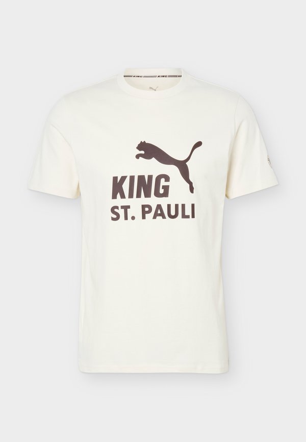 Puma FC ST. PAULI KING LOGO TEE - Club wear - alpine snow/dark chocolate