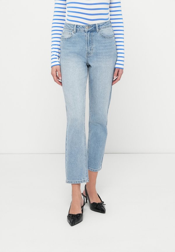ONLY ONLEMILY ANKLE EMBROIDERY - Straight leg jeans - light blue denim