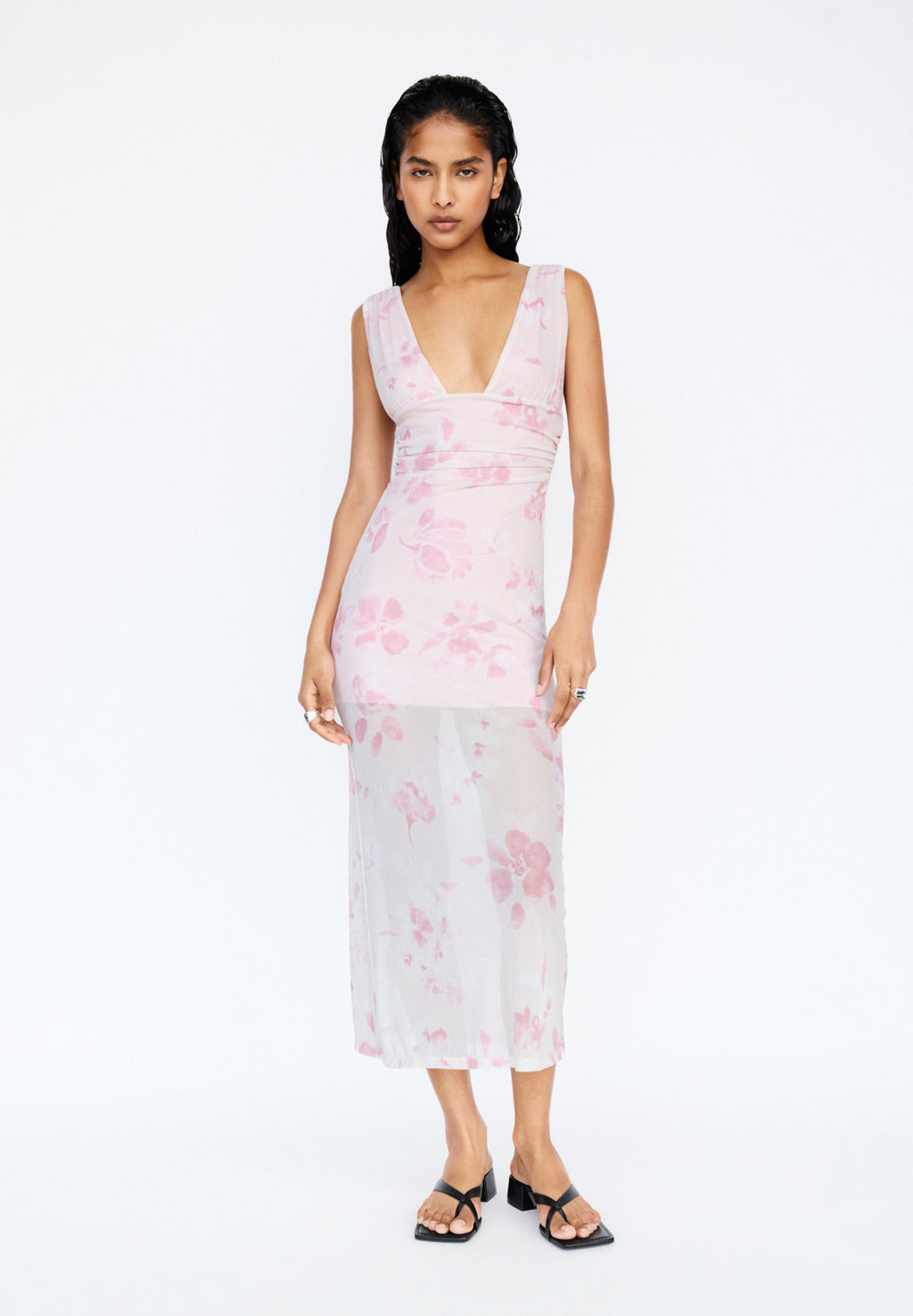 PULL&BEAR FLORAL HALTER MIDI