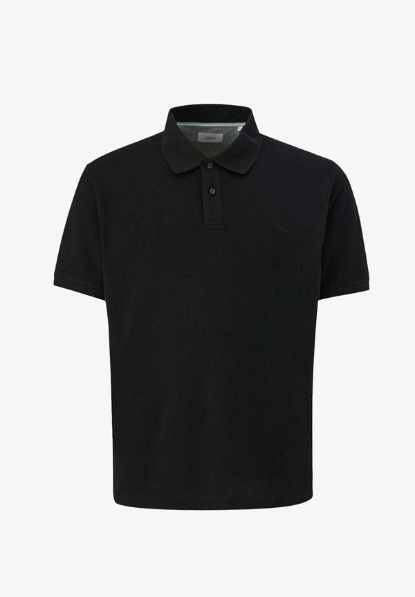 s.Oliver BASIC KNOPFLEISTE KRAGEN STÜCK - Polo shirt - schwarz