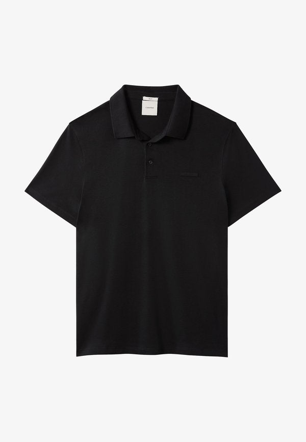 Calvin Klein SLIM SUPIMA LOGO PATCH  - Polo shirt - black