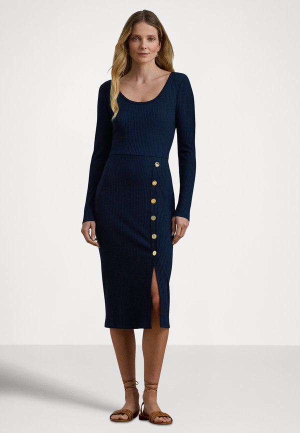 Lauren Ralph Lauren BUTTON-TRIM RIB-KNIT DRESS