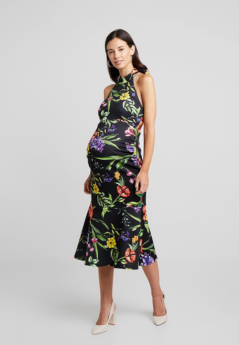 True Violet Maternity TRUE HIGH NECK MIDI BODYCON WITH PEPLUM