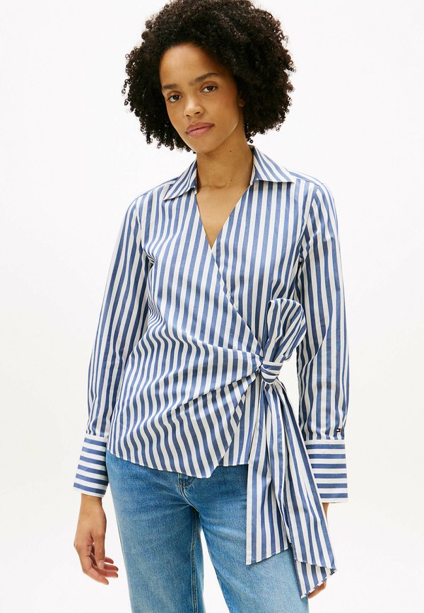 Tommy Hilfiger WRAP KNOT  - Blouse - wide banker stp ecru seashore