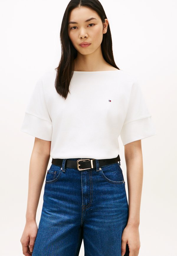 Tommy Hilfiger BOAT NECK GROWN-ON SLEEVE T-SHIRT - Print T-shirt - ecru